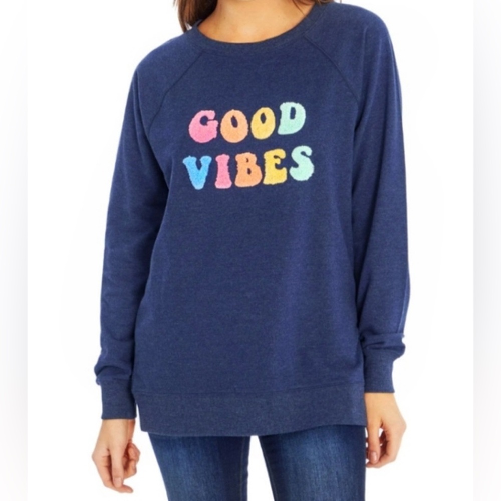 Wildfox Navy Sweatshirt with Multicolor Text